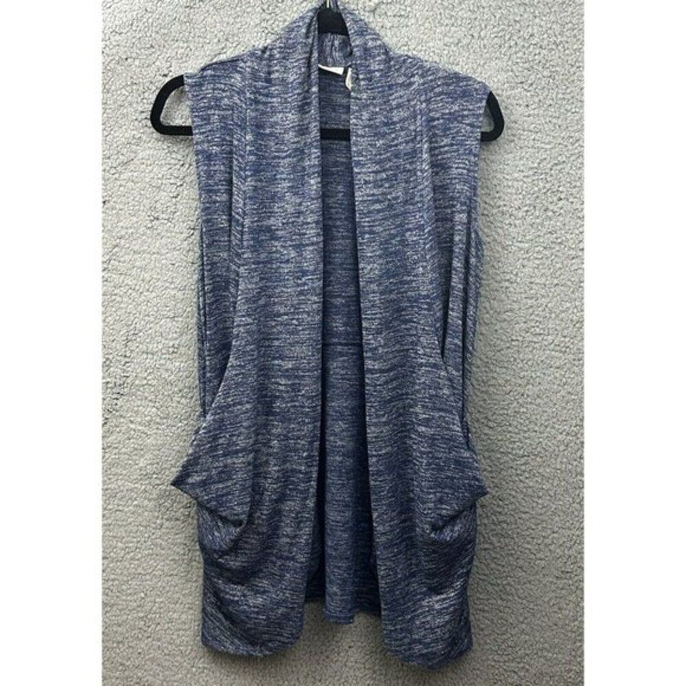 LOGO Lounge By Lori Goldstein Drape Front Vest With Pockets Blue Women's Size XS